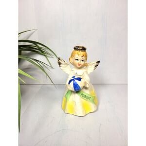 Vintage August Angle Birthday Girl Figurine, Beach Ball